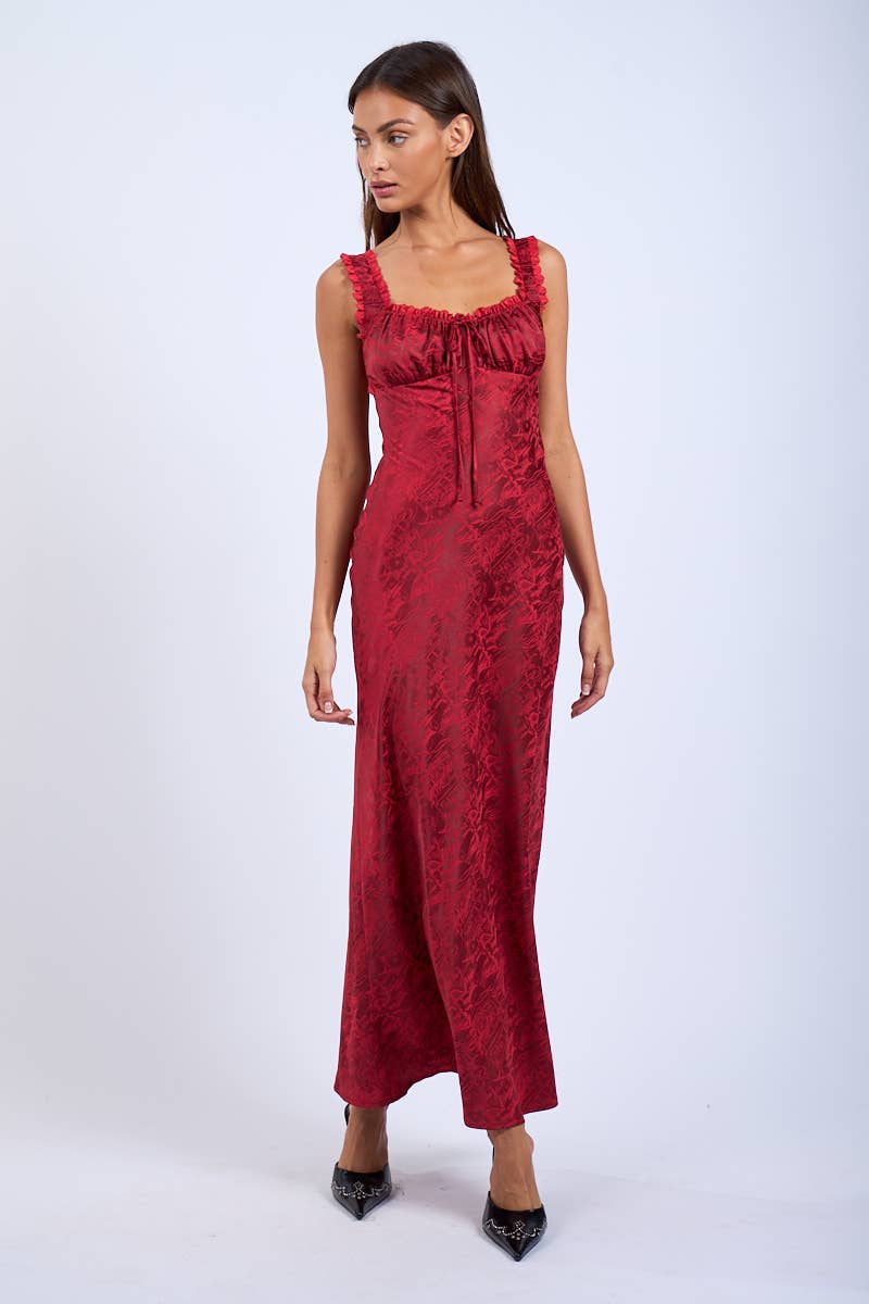 Satin Ruched Bust Sleeveless Open Back