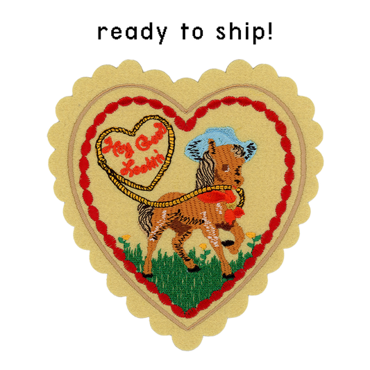 Hey Good Lookin' Doily Valentine (patch + card)