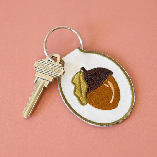 Acorn Embroidered Keychain