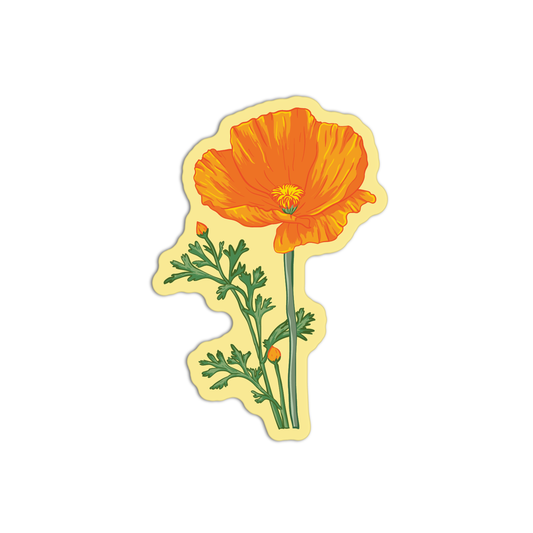 California Poppy Textured Stickers