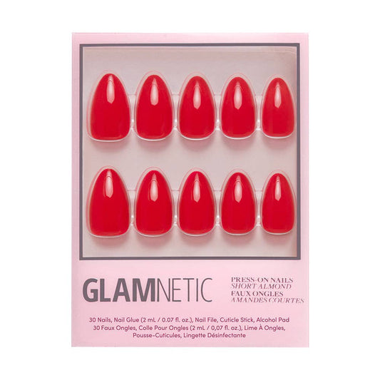 Fiery Red Press-On Nails | Solid Nails | Short Almond Length