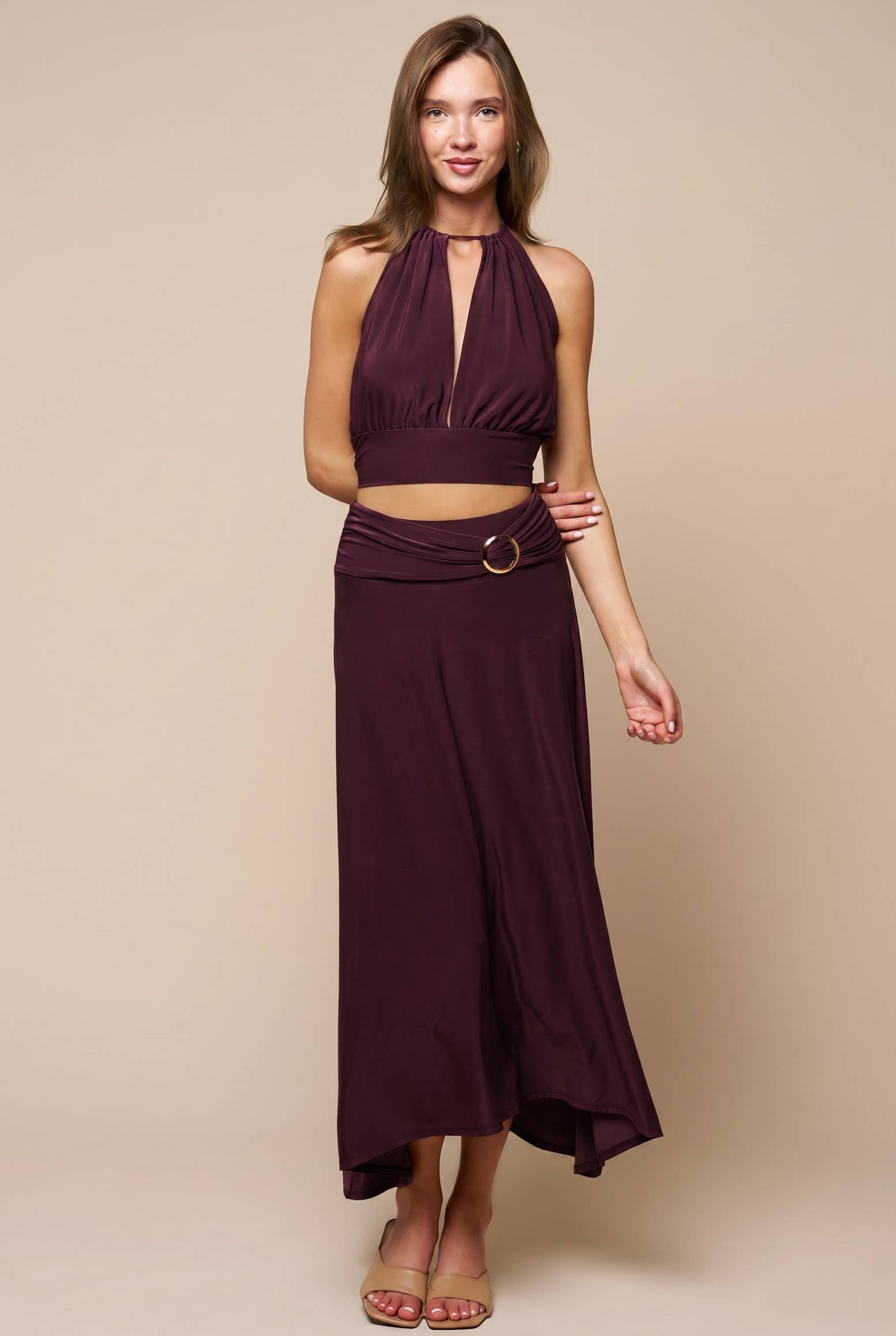 Golden Buckle Maxi Skirt