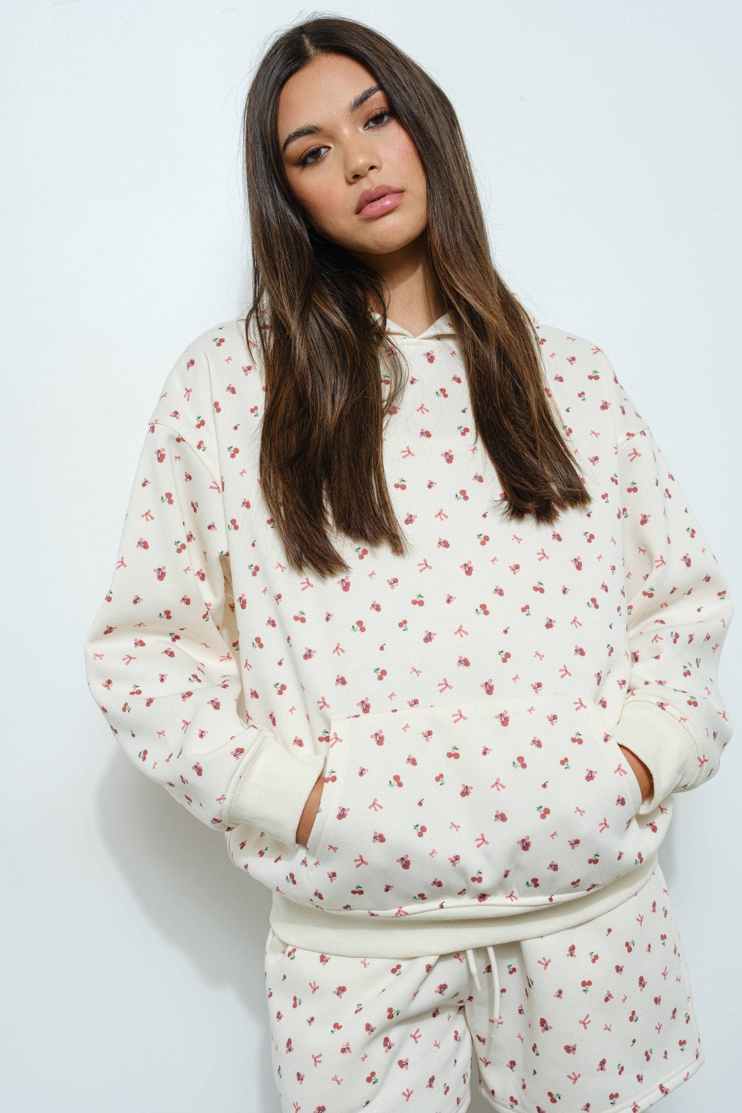 Cherry Bow Print Hoodie