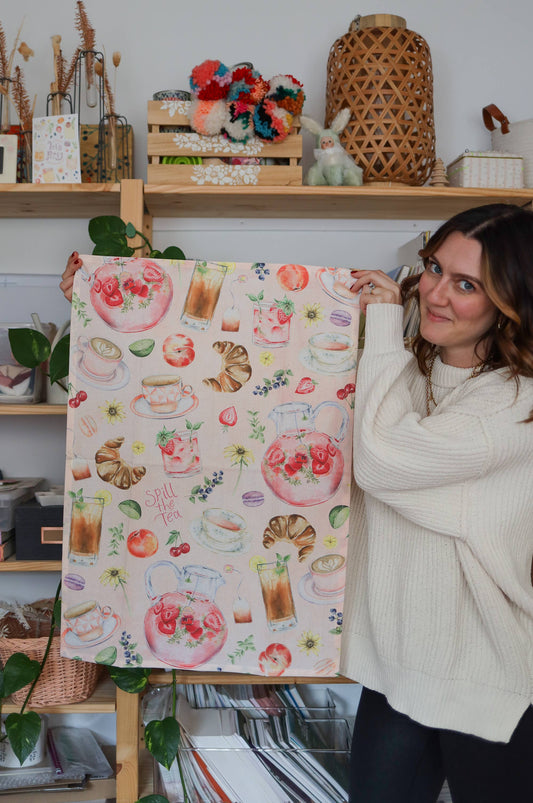 Spill the tea summer cotton tea towel