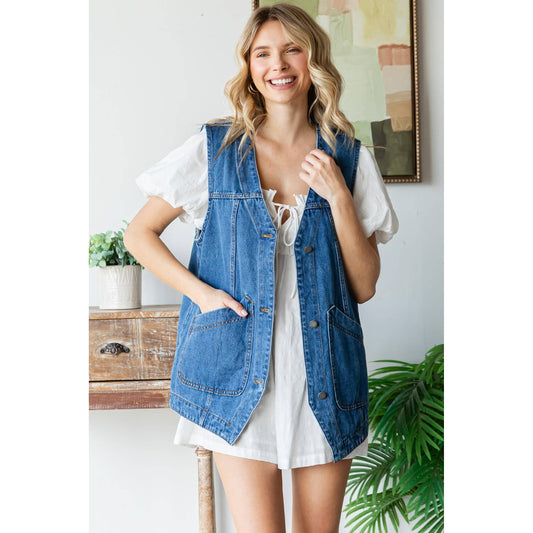 Denim Vest with Pockets
