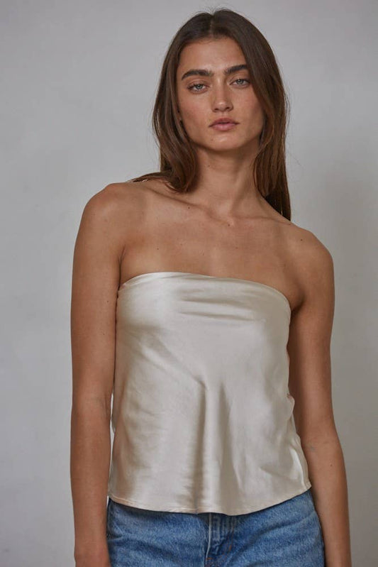 Woven Polyester Spandex Satin Tube Top