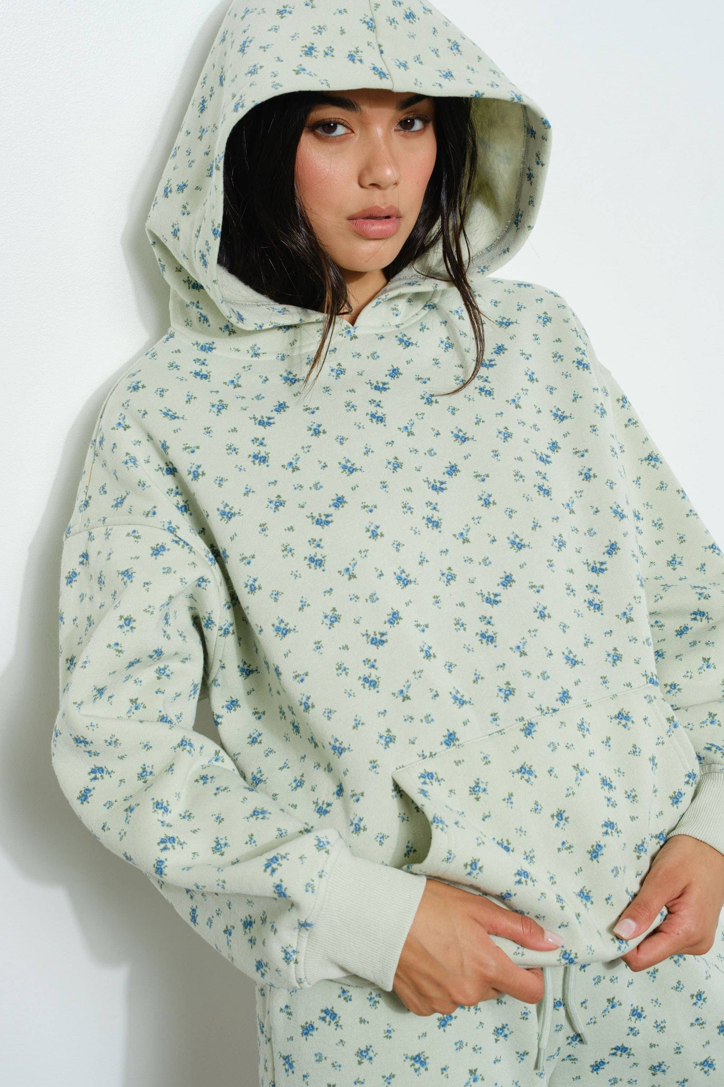 Mint Floral Hoodie