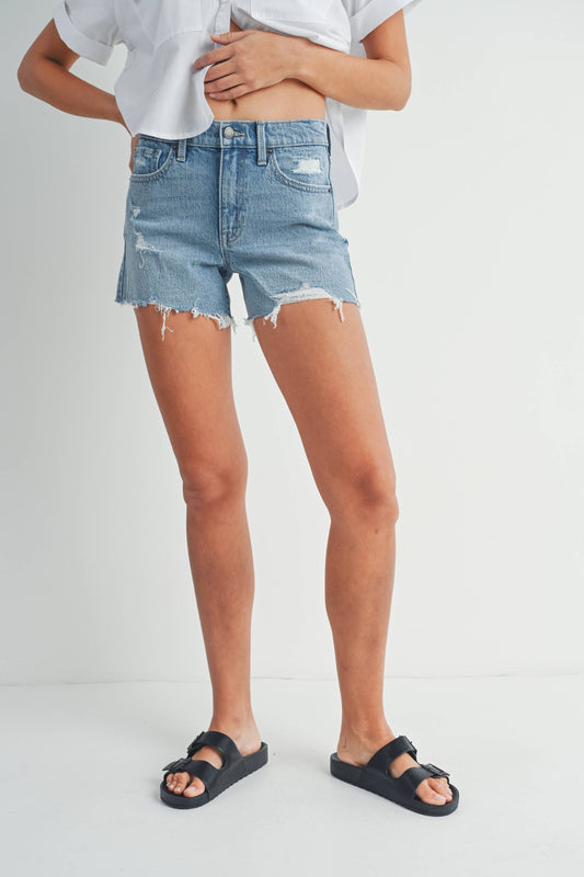 Light Slight Distressed Stretch Short