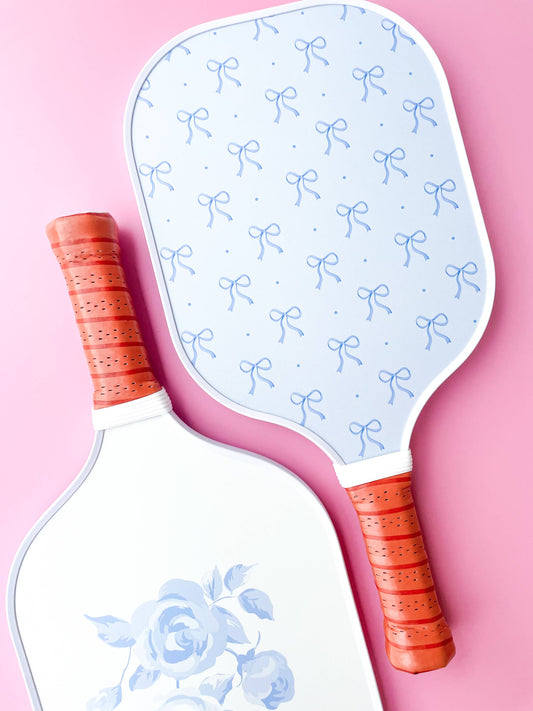 Blue Bow Floral Pickleball Paddleย