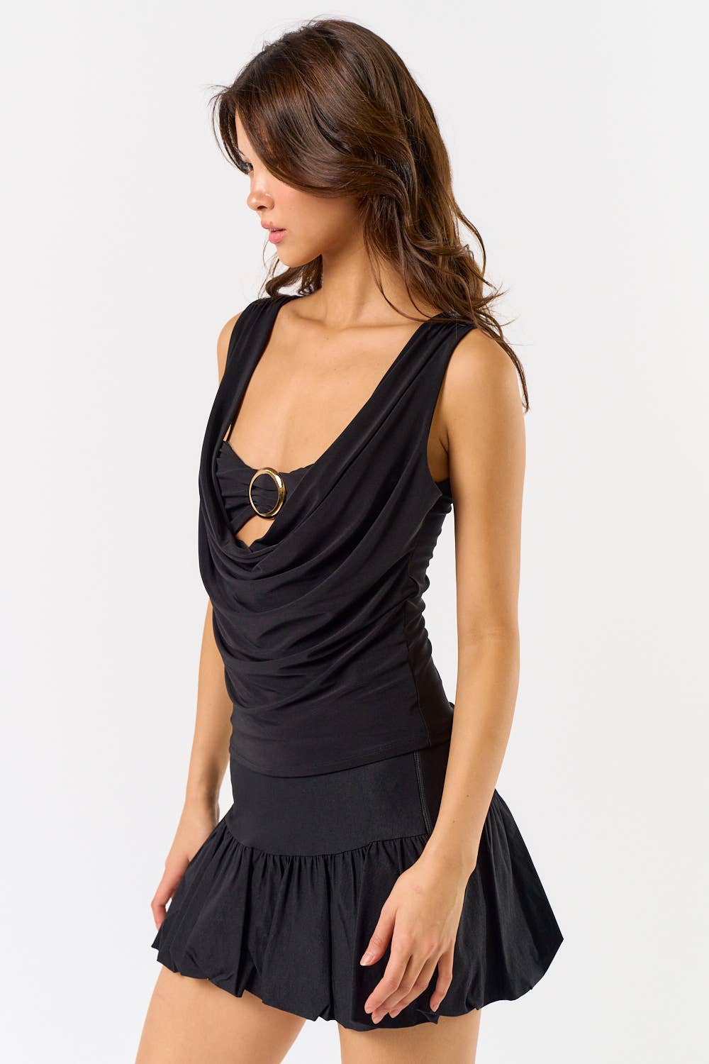 Ring Detailed cowl top
