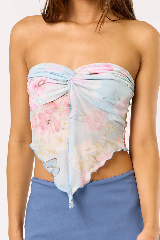 Kylie Front Twist Floral Tube Top