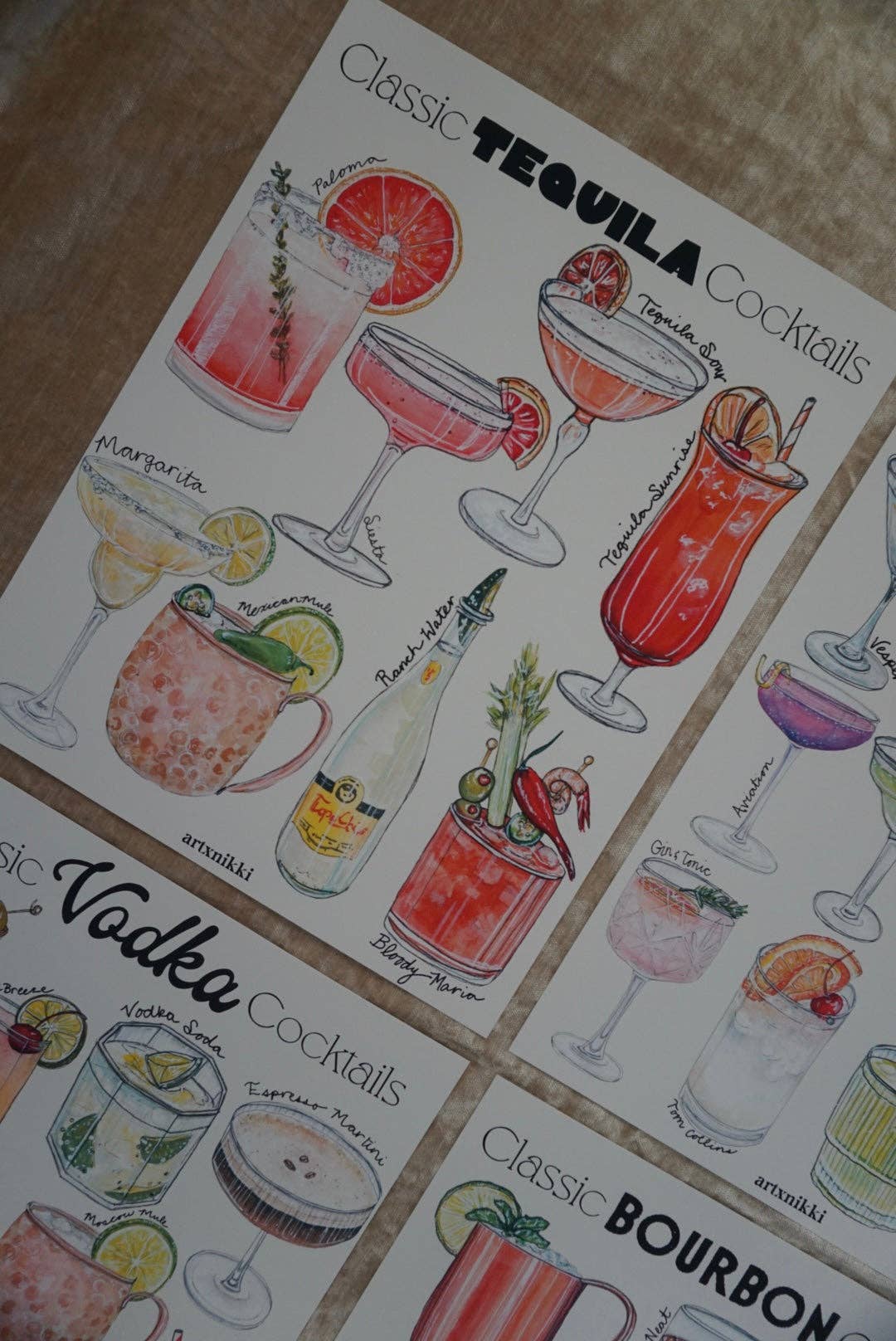 Classic Tequila Cocktails Chart Art Print