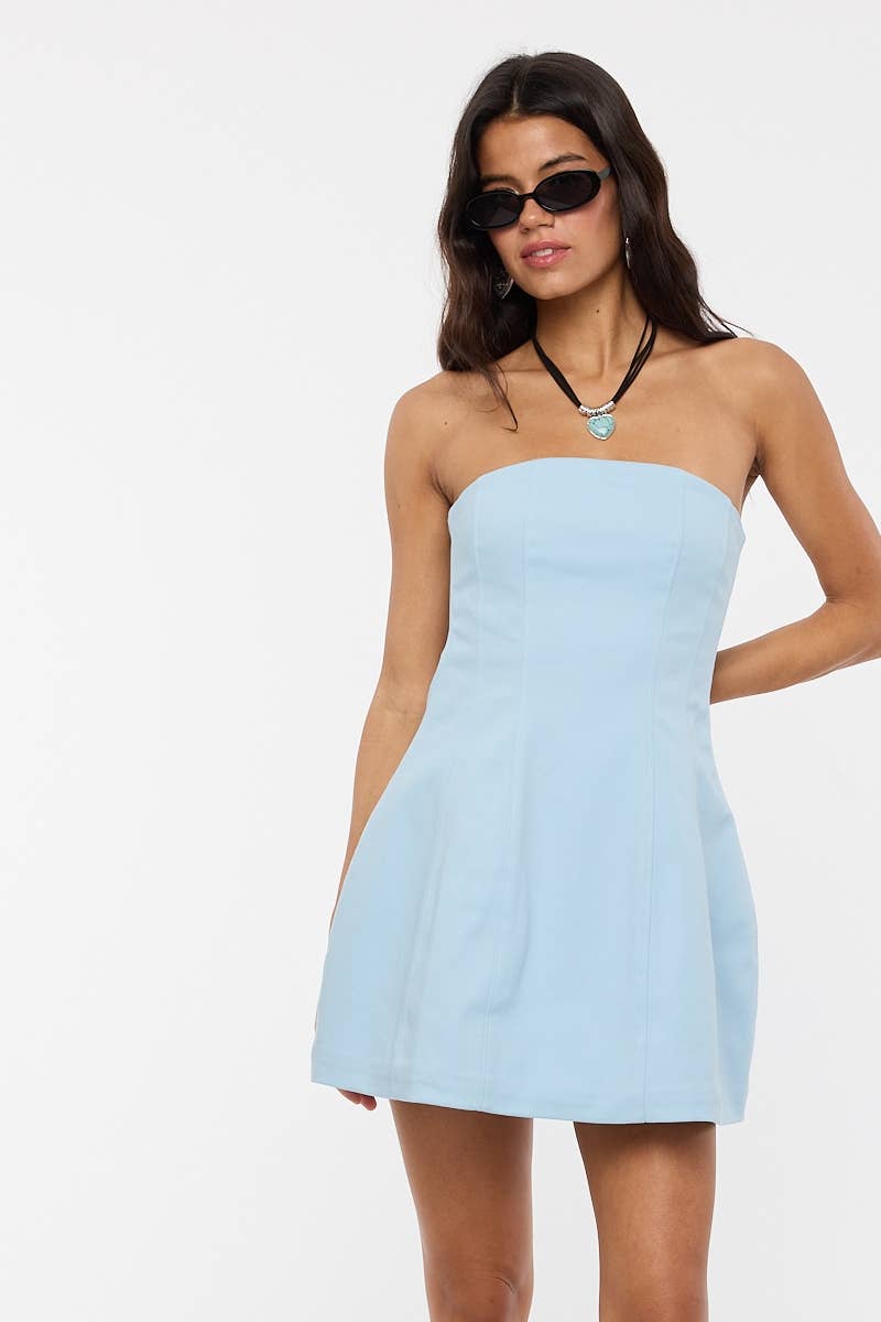 Solid Straight Tube Mini Dress