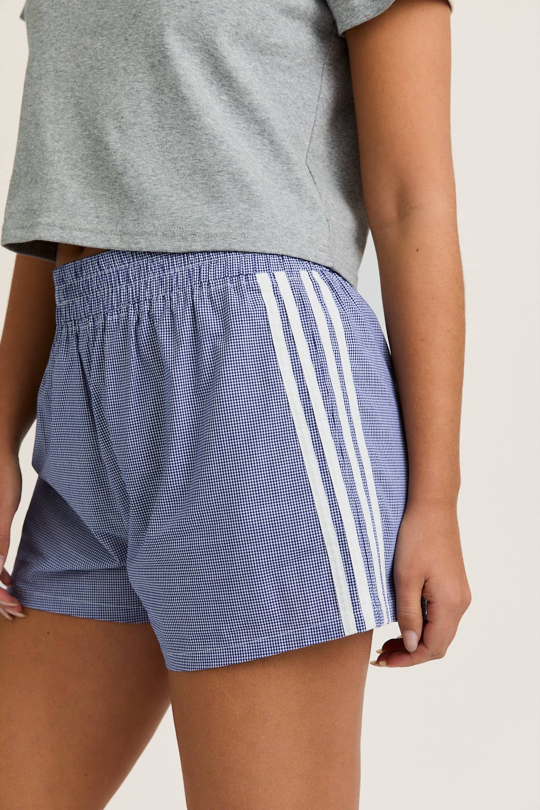 Elastic Gingham Waist Shorts