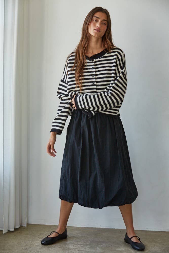 Knit Sweater Striped Button Down Cardigan