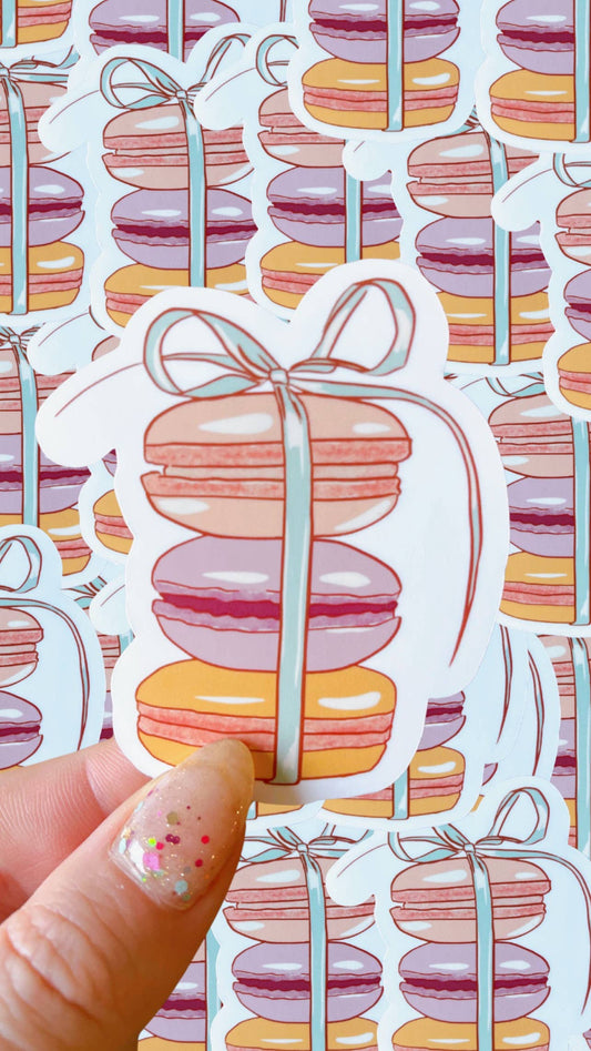 Pastel stack of macarons waterproof sticker