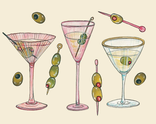Pink Martini Cocktails Art Print