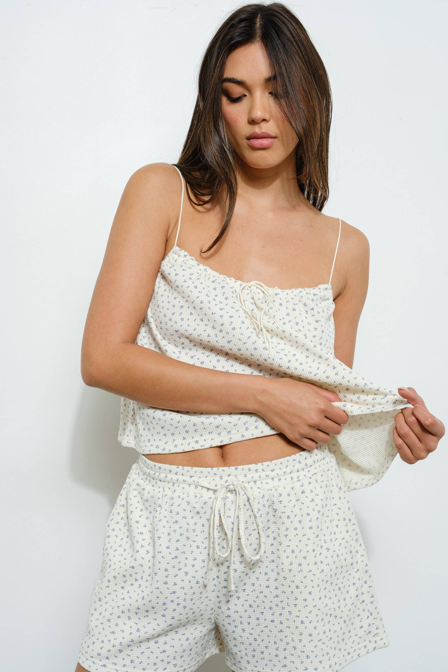 Flower Waffle Print Top