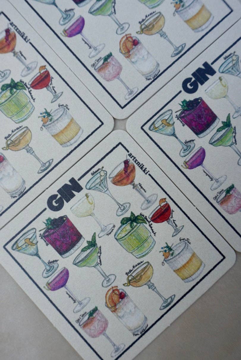Classic Gin Cocktail Coaster Set of 4