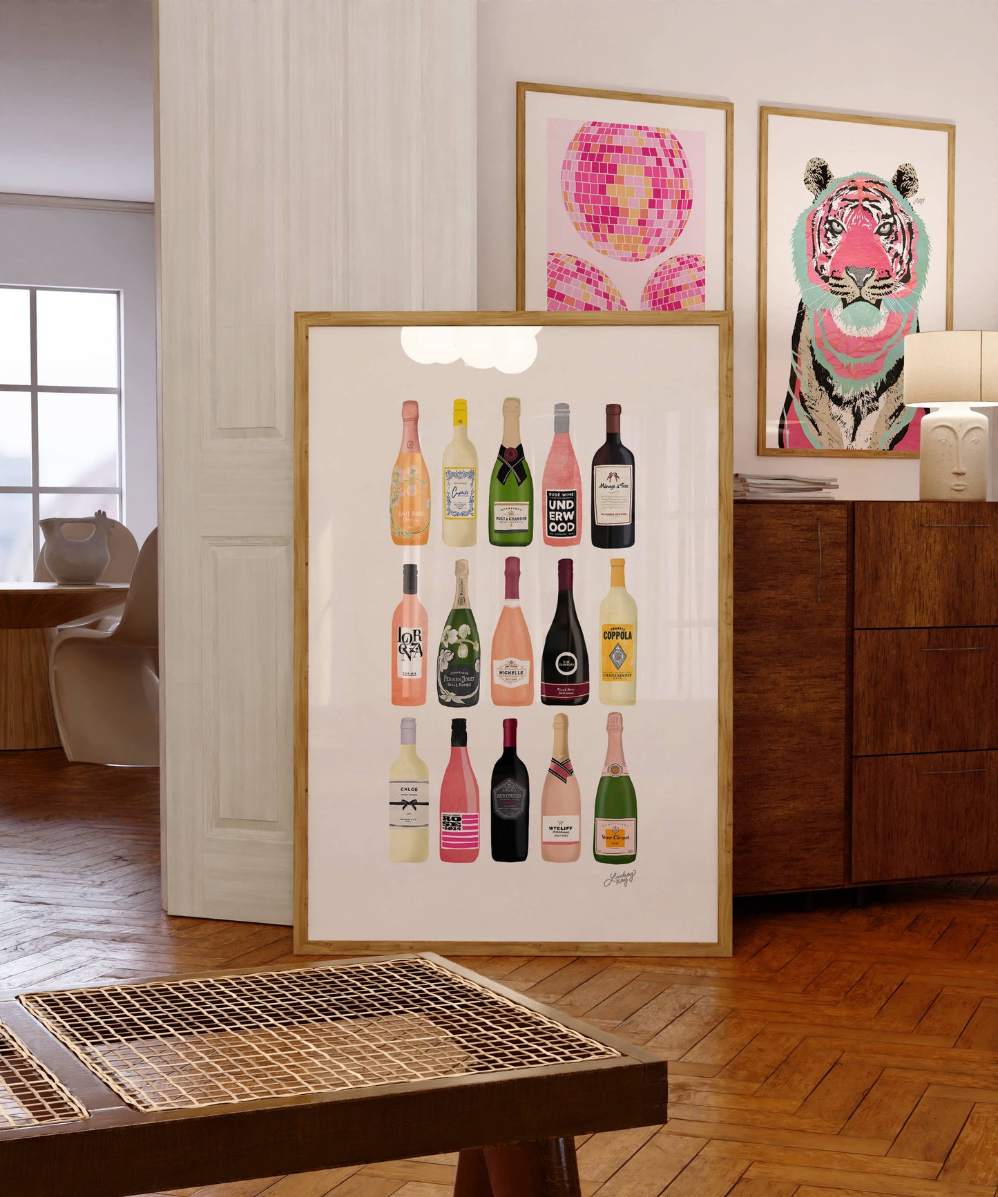 Boozy Bottles (Wine/Champagne) Illustration - Art Print