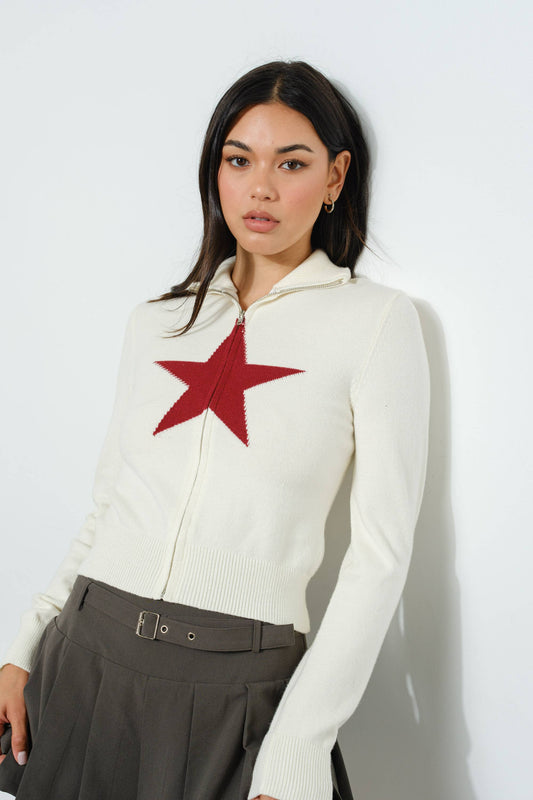 STAR ZIP UP CARDIGAN