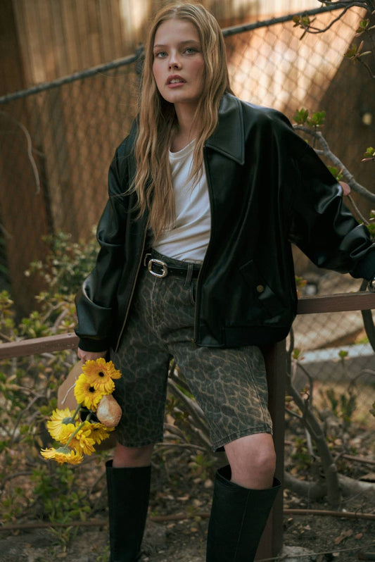 Pleather Oversized Bomber jacket