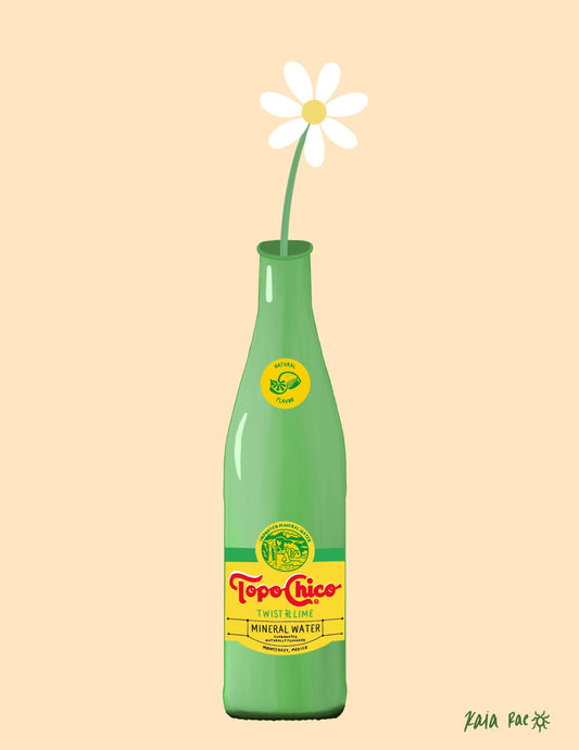Topo Chico Daisy Vase Art Print