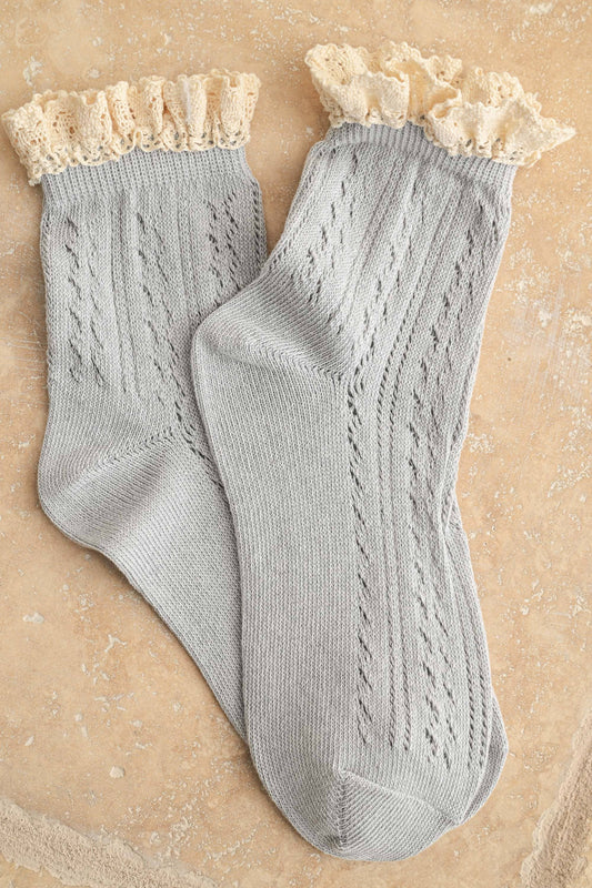 Pointelle Lace Trim Socks