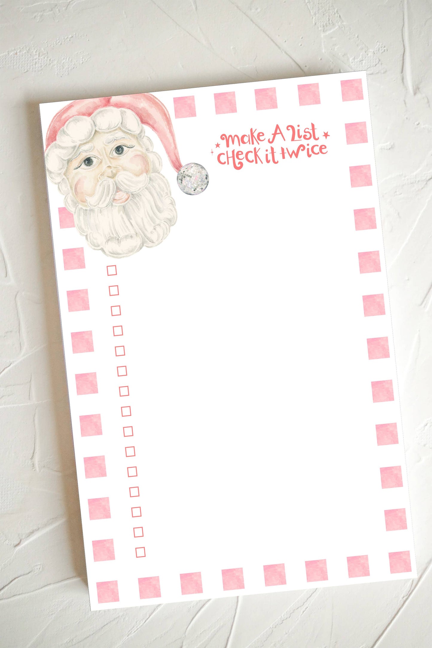 Make a list check it twice disco Santa notepad