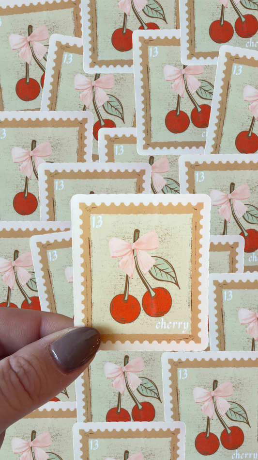 Vintage Cherry Stamp Sticker