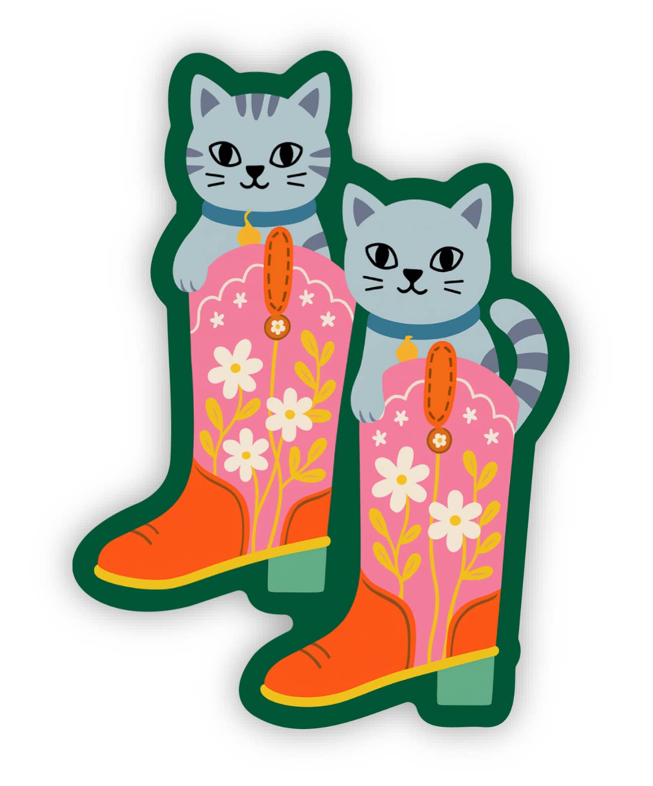 Cowboy Boot Cats Sticker β Western Cat Vinyl Sticker
