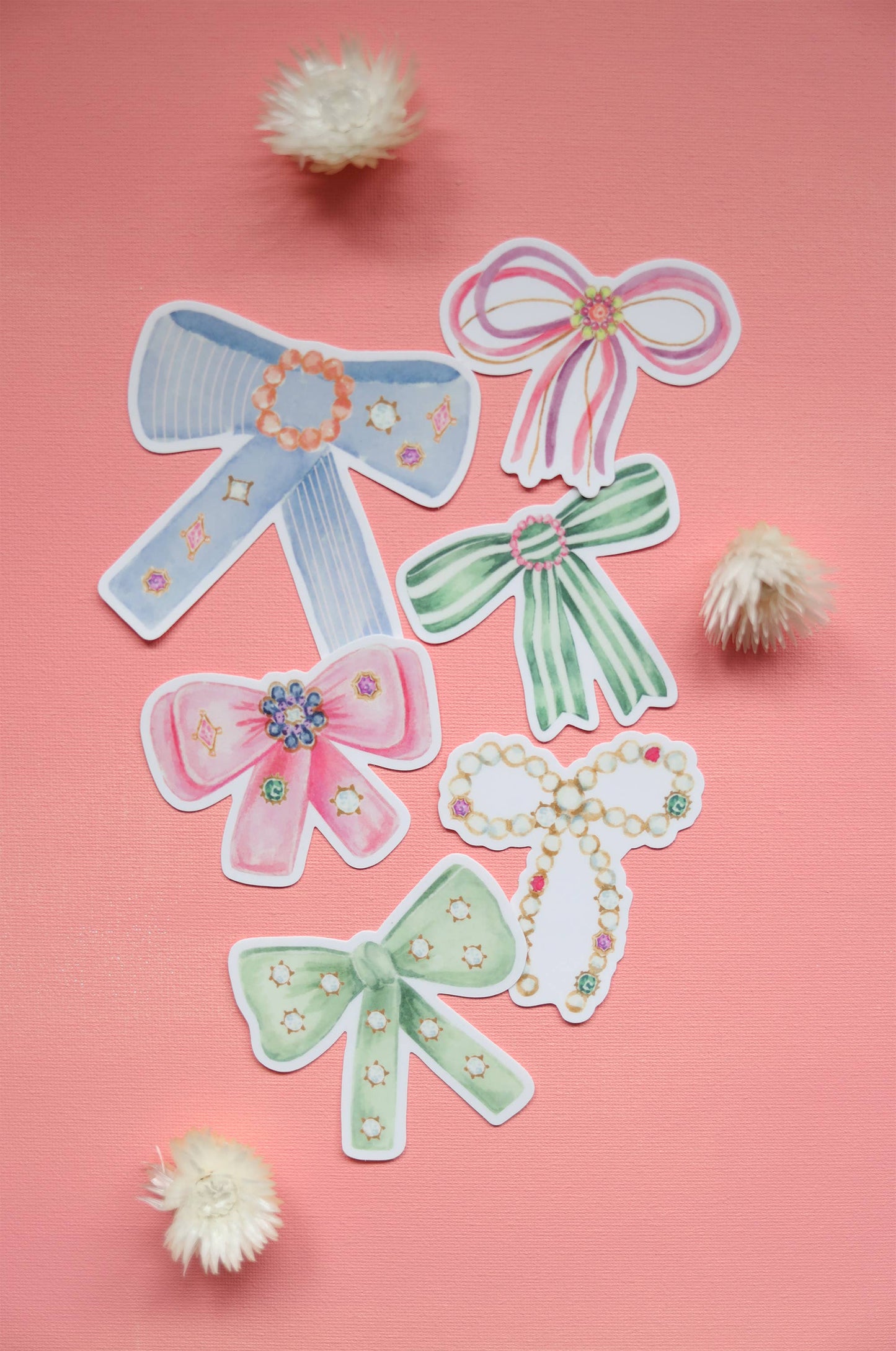 Pink layered rhinestone bow vinyl sticker