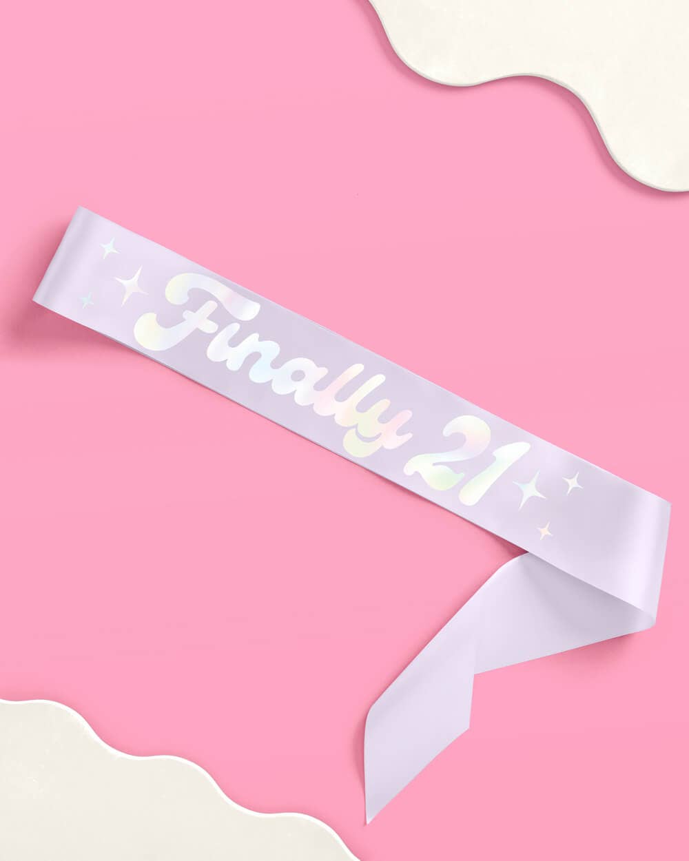 White Finally 21 Sash