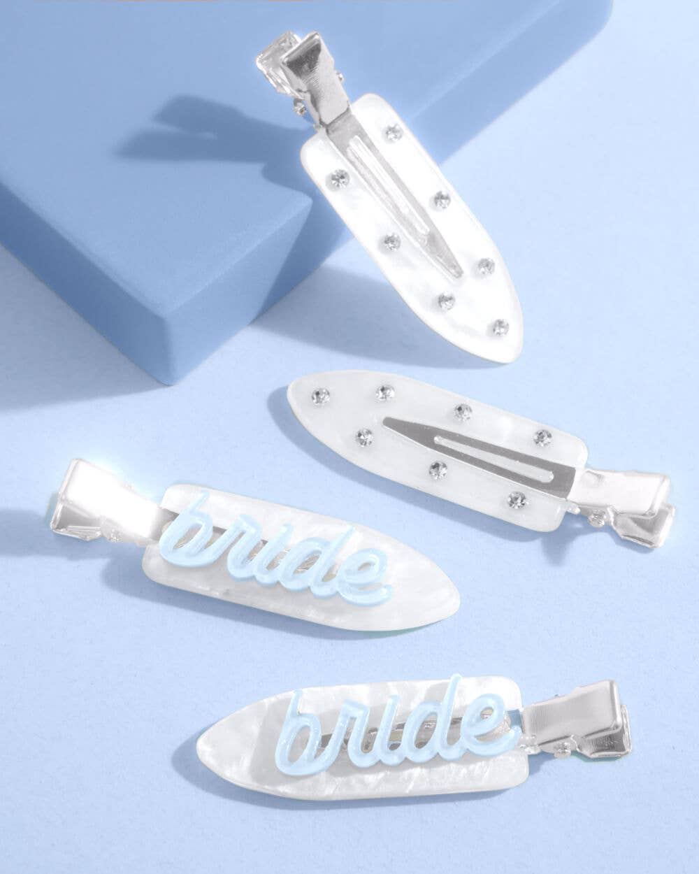 Something Blue Clips - 4 white acrylic hair clips