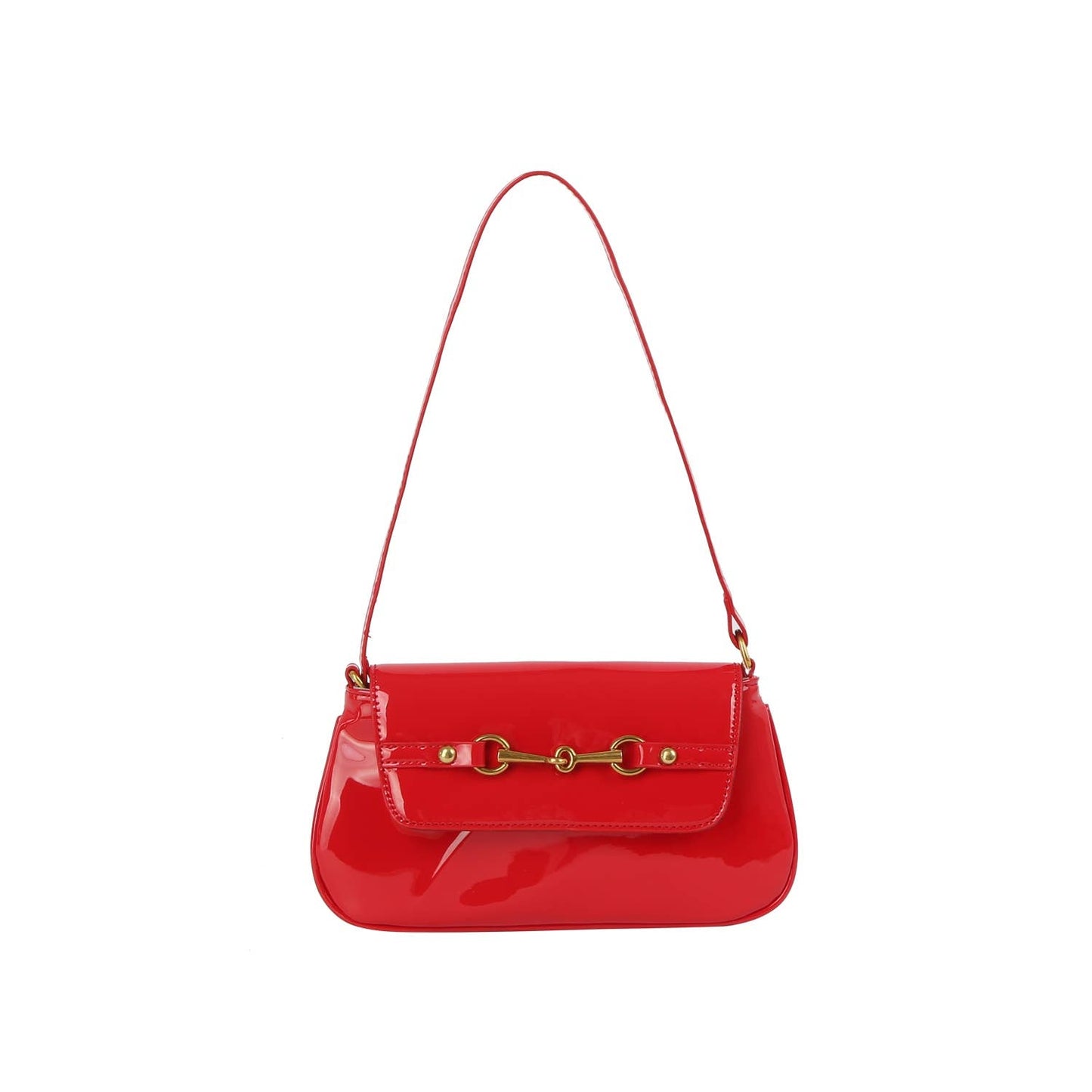 Latch Accent Glossy Leather Hand Bag