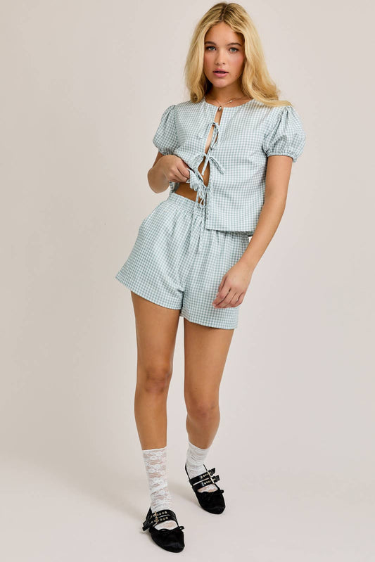 Blue Gingham Shorts