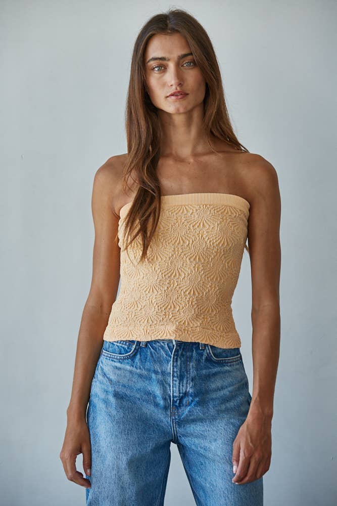 Knit Modal Nylon Spandex Seamless Jacquard Tube Top