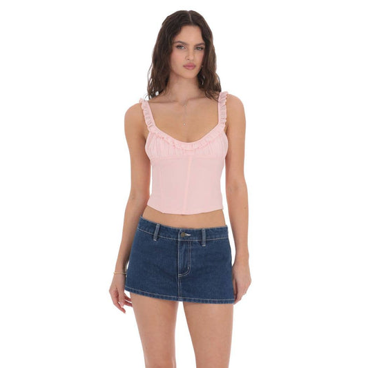 Denim Mini Skort in Blue