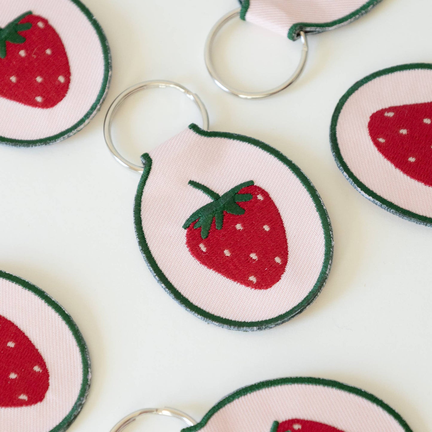 Strawberry Embroidered Keychain | fruit, summer, cute, food