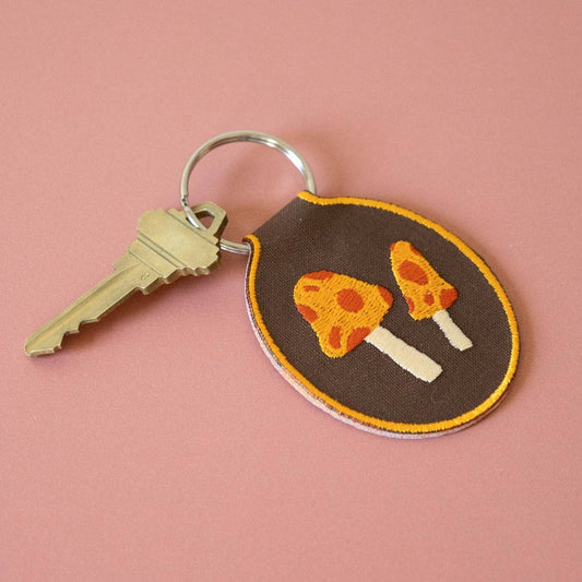 Mushroom Embroidered Keychain | fall, fungi, spotted