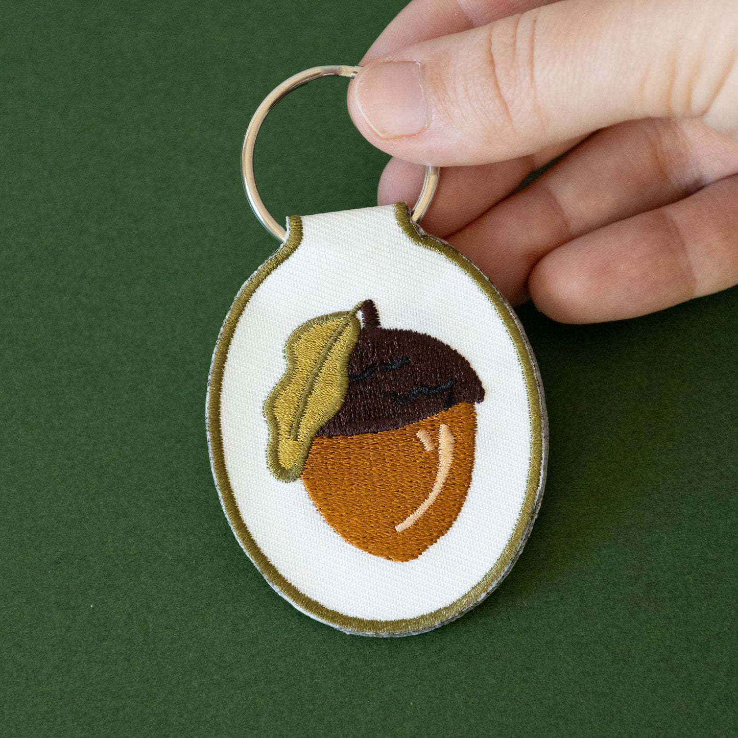 Acorn Embroidered Keychain