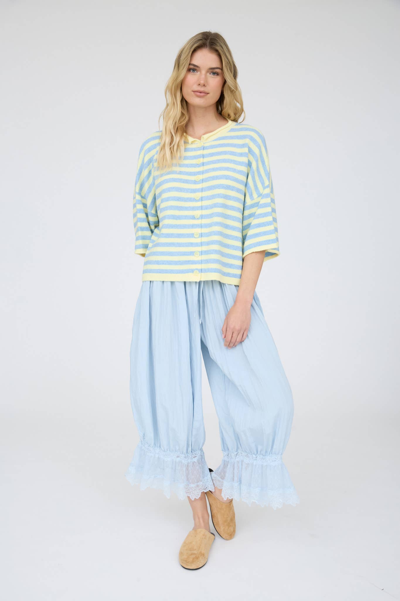 Leah Striped Short Sleeve Cardigan