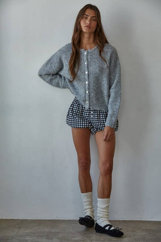 Knit Sweater Round Neck Long Sleeve Cardigan Top