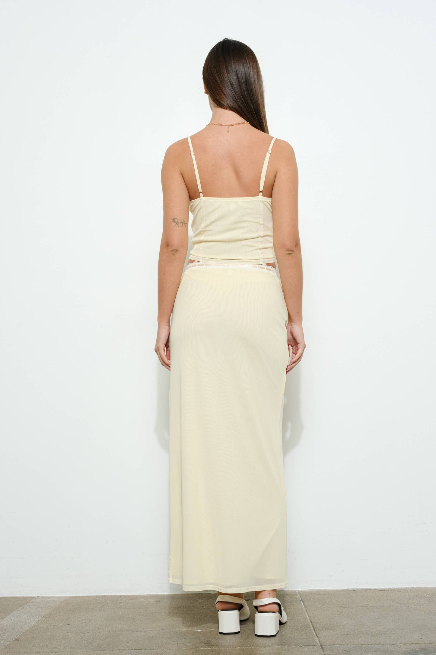 Lace Trim Mesh Cami