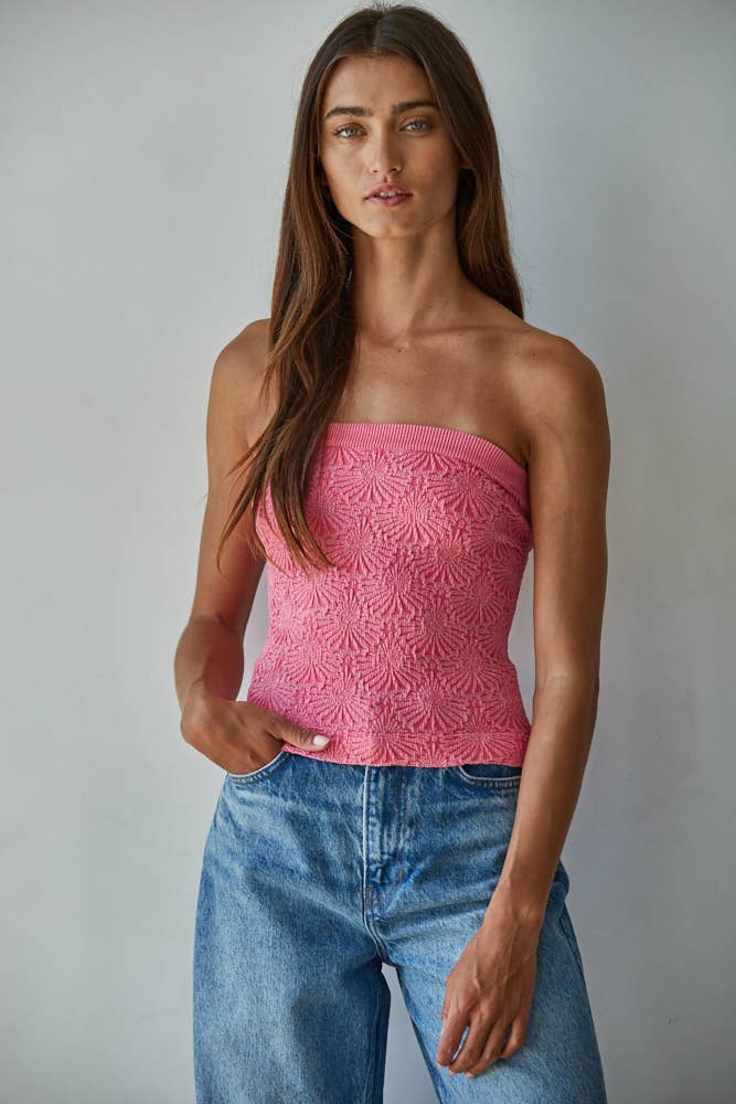 Knit Modal Nylon Spandex Seamless Jacquard Tube Top