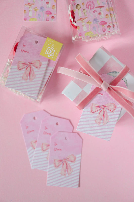 Bow gift tag set, ribbon gift tag set