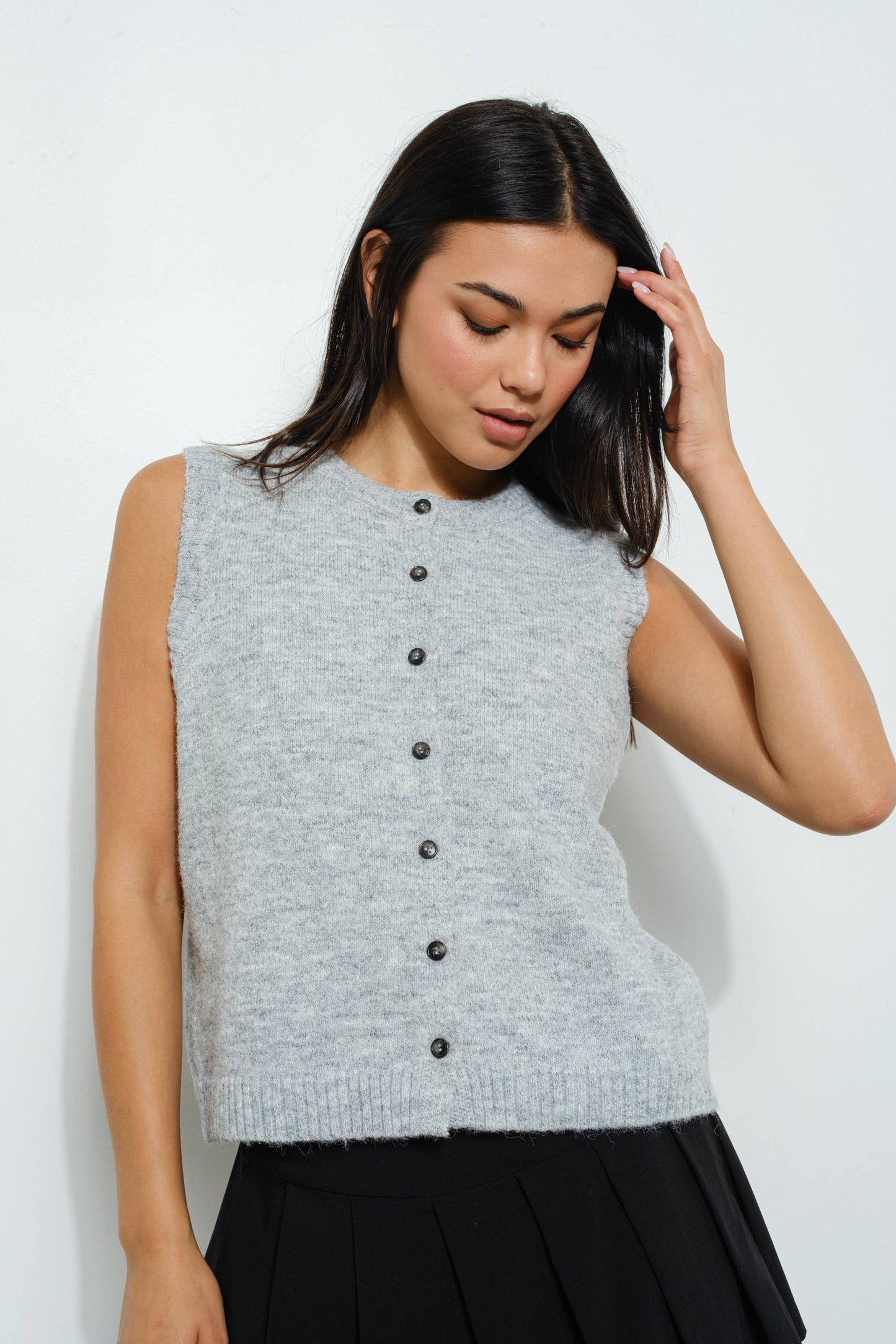 Sleeveless Grey Knit Vest