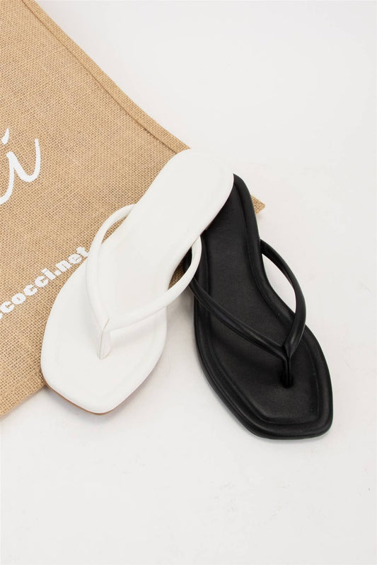 Solid Color Square Toe Thong Sandal