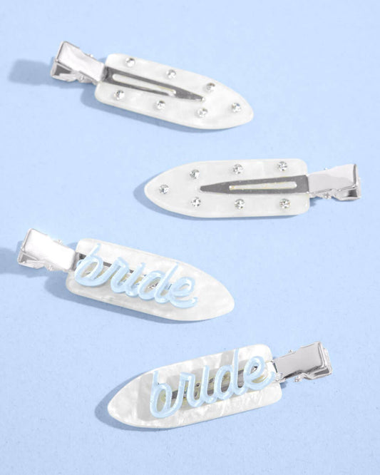 Something Blue Clips - 4 white acrylic hair clips