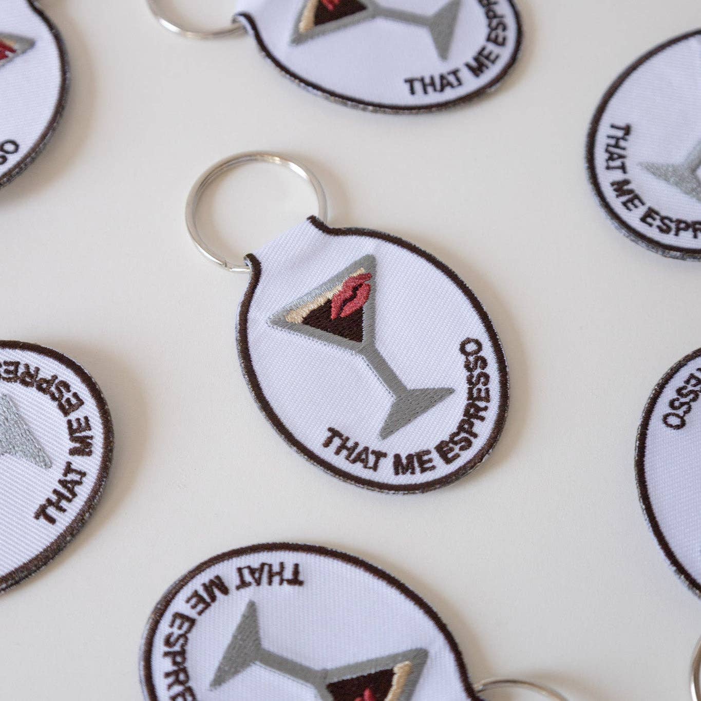 Espresso Embroidered Keychain